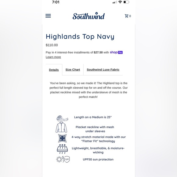 Southwind apparel like new nylon half zip top - Picture 3 of 7